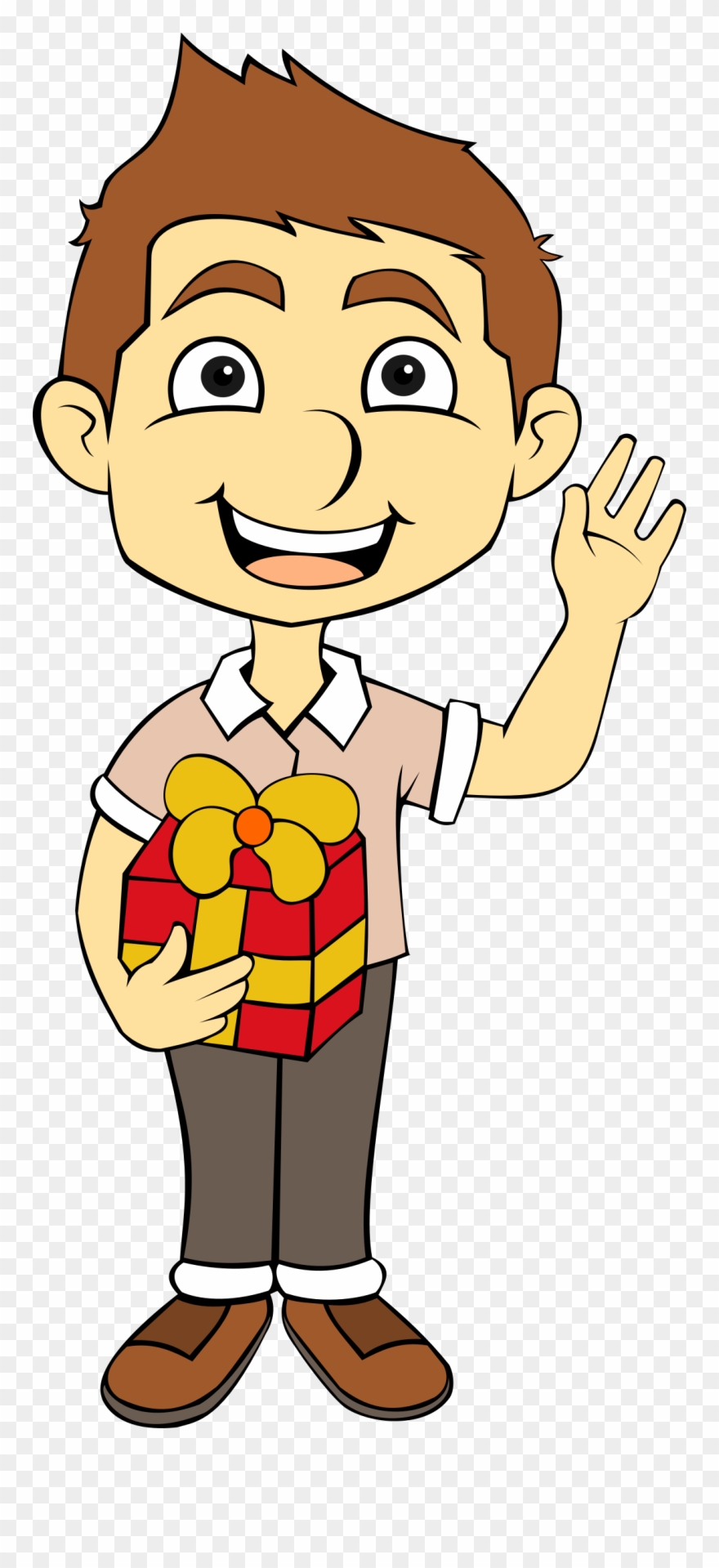 Clipart Of Child, Interactive And Gift By - Boy With Gift Clipart - Png Download