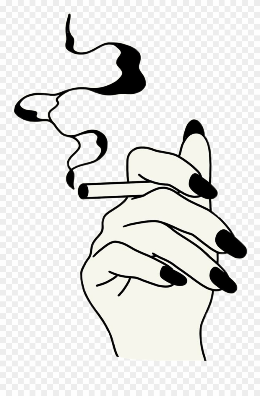 Tumblr Sticker - Girl Drawing Smoking Clipart