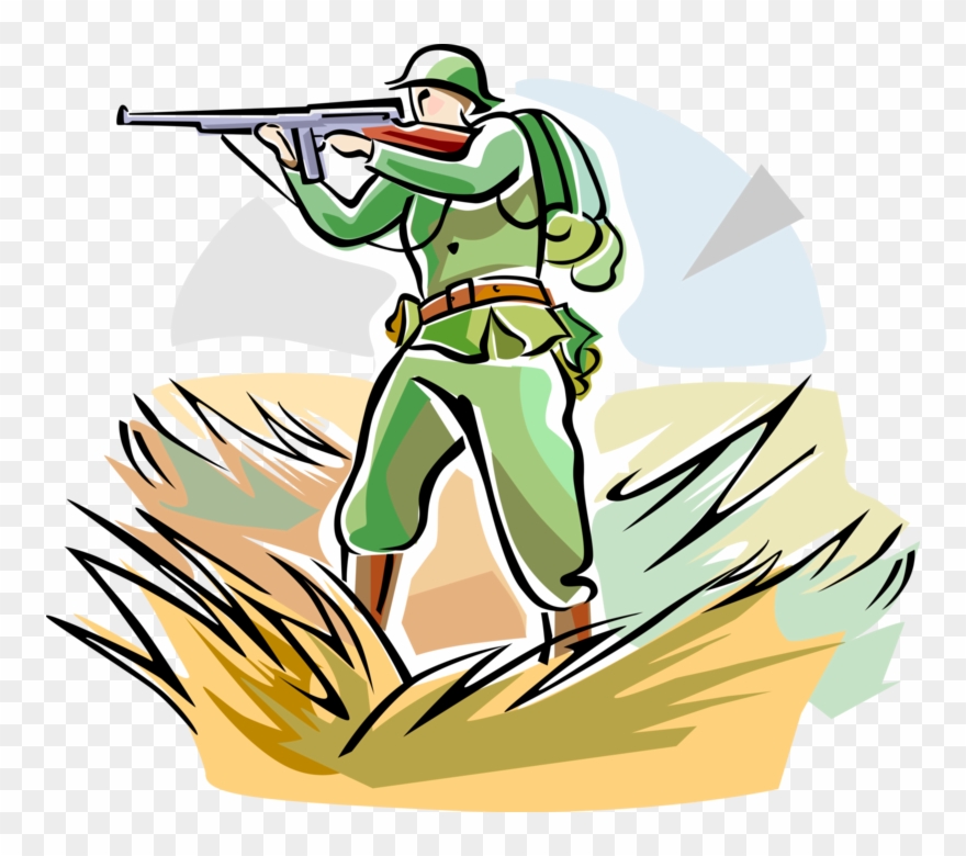 Vector Illustration Of World War One Wwi Soldier With - Ww1 Soldier With Gun Clipart