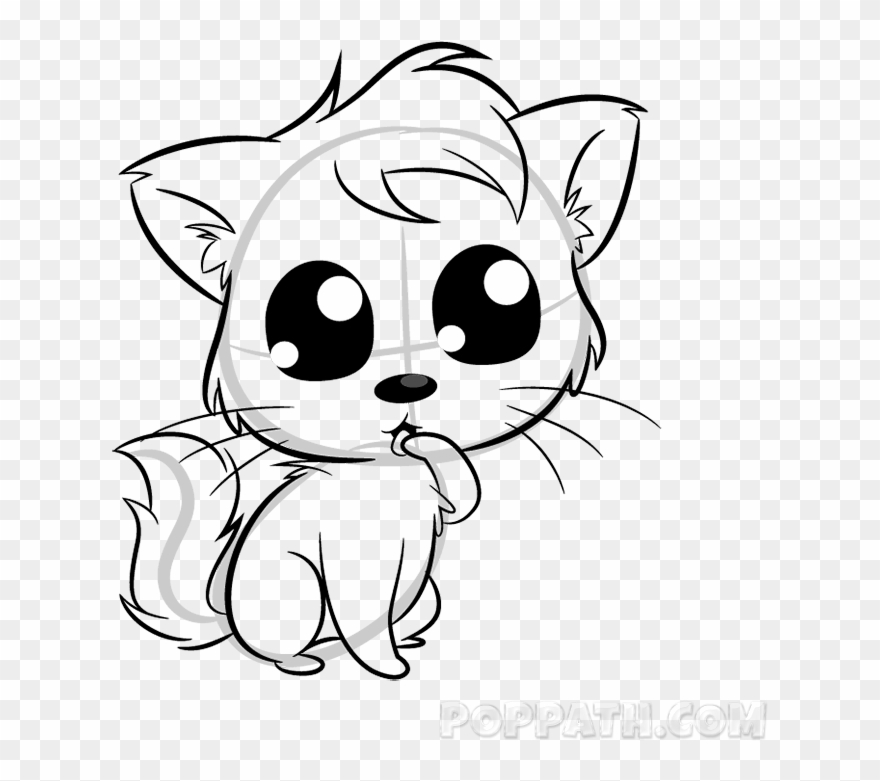 Drawn Kittens Big Eye - Drawing Clipart