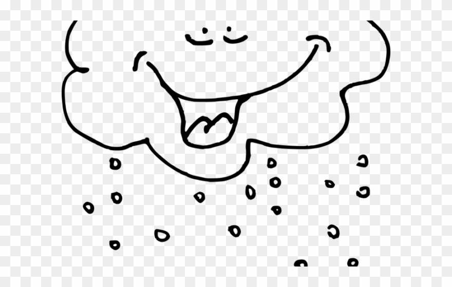 Snow White Clipart Snow Cloud - Rain Black And White Cartoon - Png Download