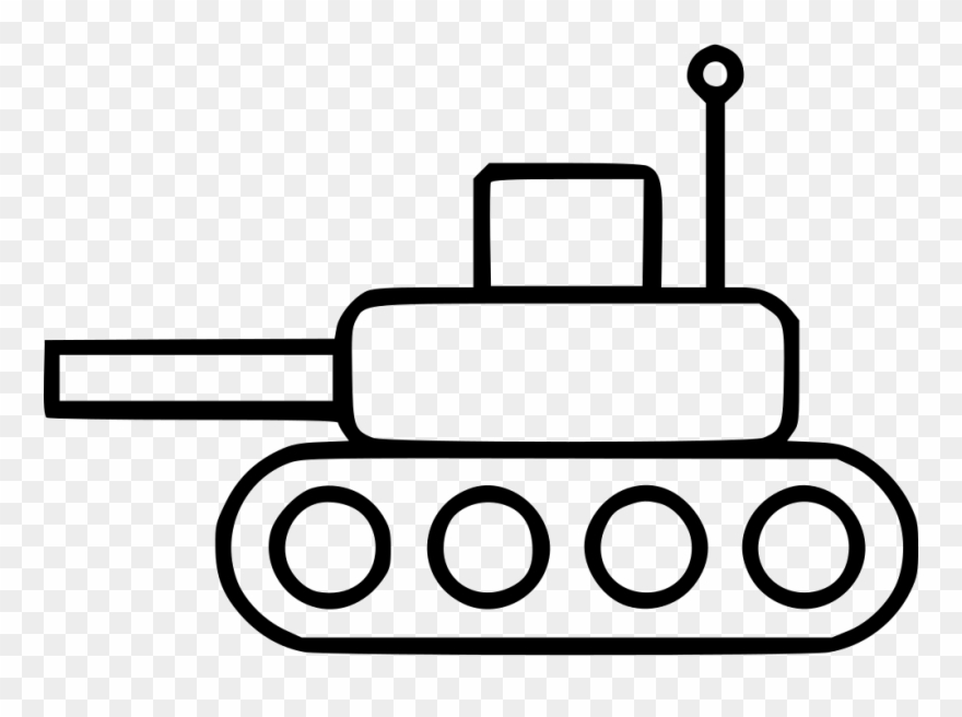 Gun Tank Vehicle War Weapon Comments - Line Art Clipart