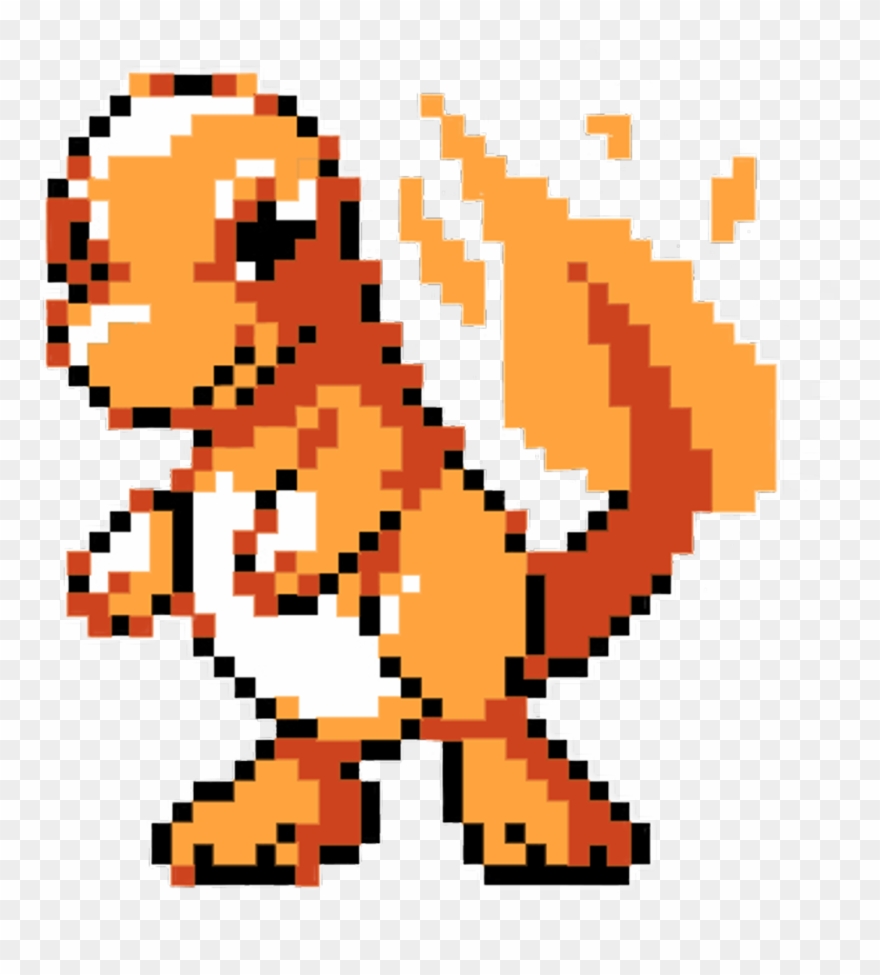 Pokemon Charmander Red Cute Videogames Sprite Freetoed - Charmander Red And Blue Sprite Clipart