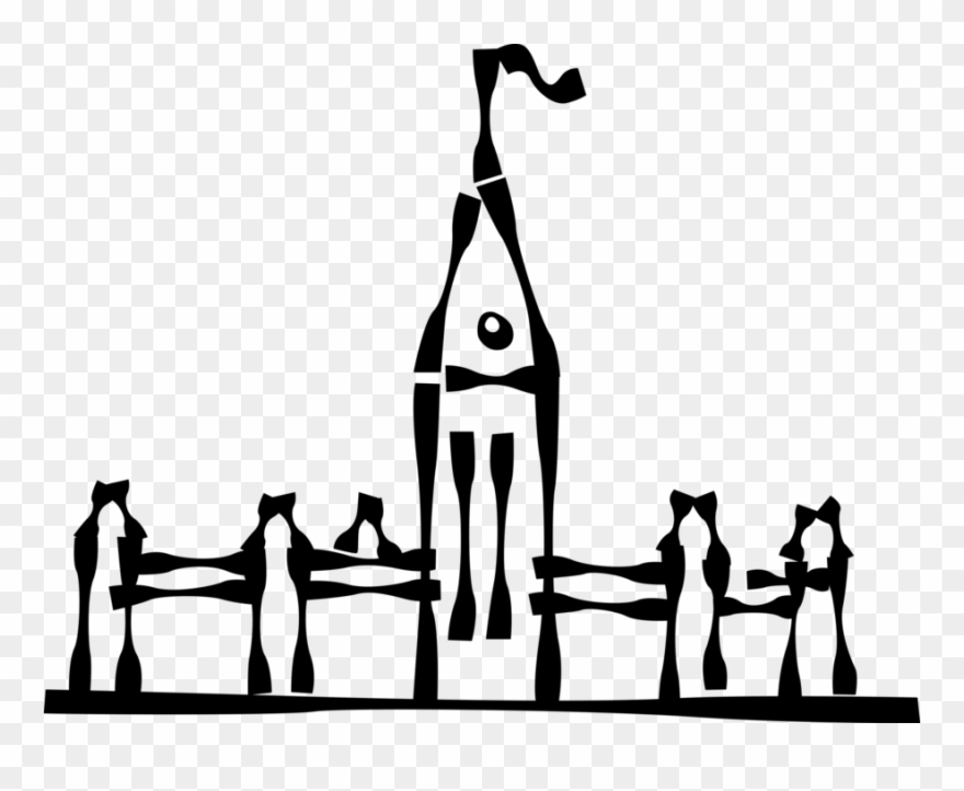 Vector Illustration Of Parliament Buildings With Peace - Silhouette Clipart