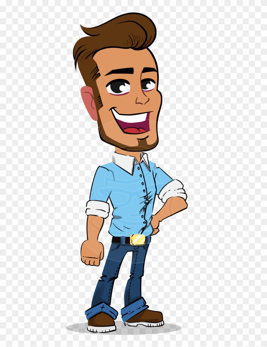 Simple Style Cartoon Of A Man With Glasses - Cartoon Clipart