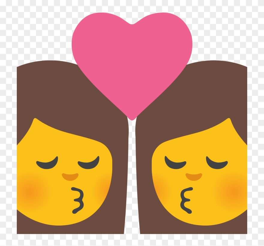 Emoji U1f469 200d 2764 Fe0f 200d 1f48b 200d 1f469 - Emoji Beijo Mulher E Homem Clipart