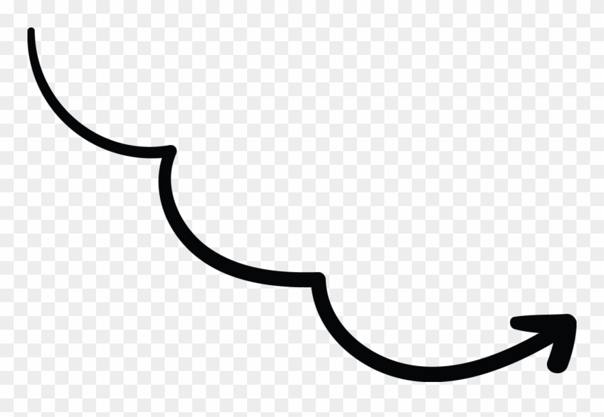 Right Down Arrow Twist Tail Line Doodle Clipart