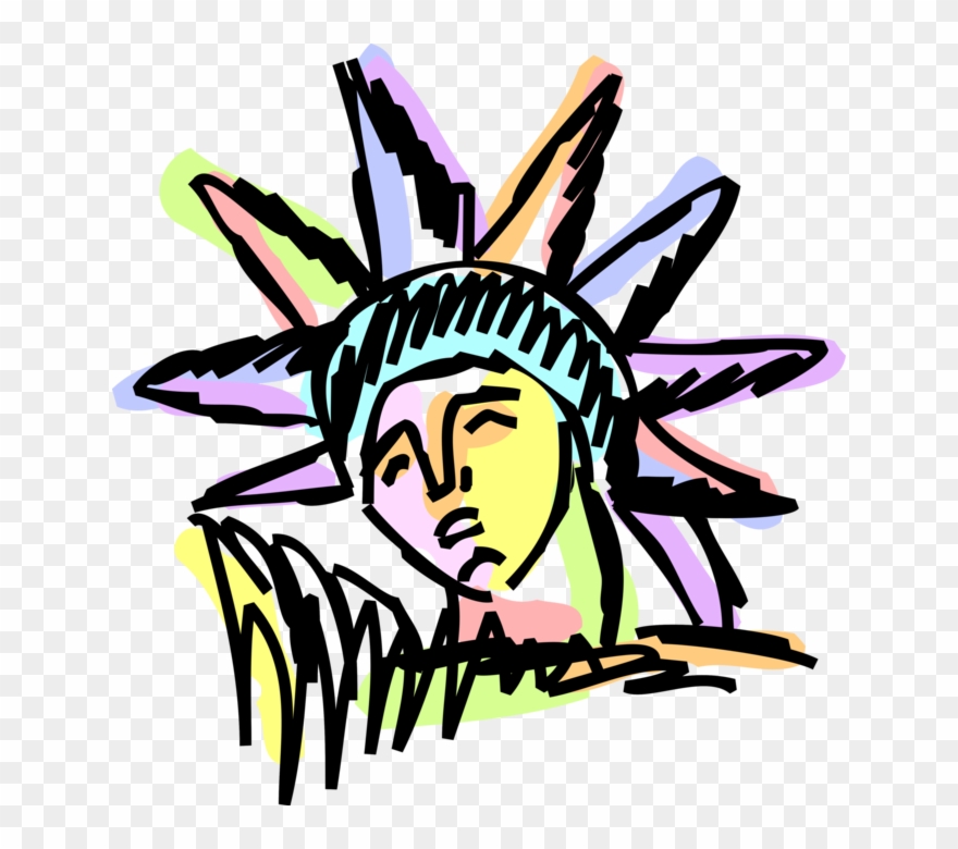 Vector Illustration Of Statue Of Liberty Colossal Neoclassical Clipart