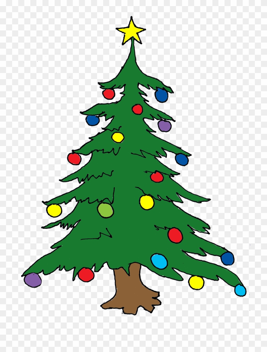 Clipart Of Santa, Oregon And Mas - Christmas Tree In Drawing - Png Download