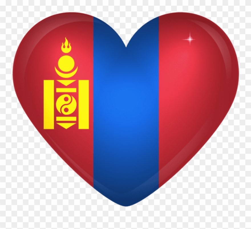 Free Png Download Mongolia Large Heart Flag Clipart - Mongolian Flag In A Heart Transparent Png