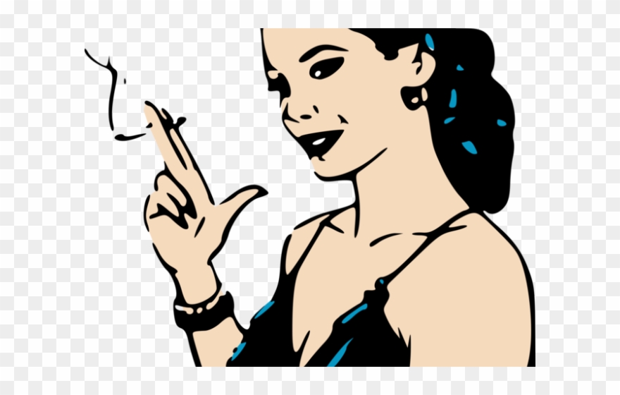 Cigarette Clipart Retro - Girl Smoking Clipart - Png Download