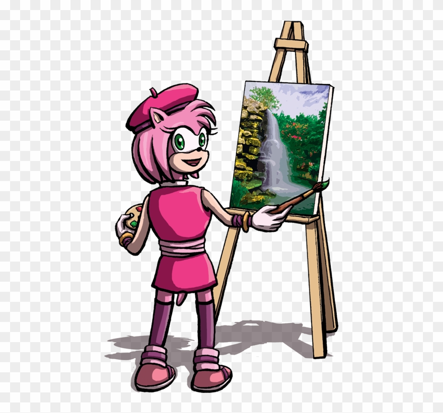 Easel Clipart Person Painting - Sonic Boom Amy Butt - Png Download