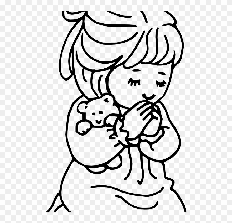 Clip Art Freeuse Praying Hands Child Clip Art Transprent - Drawing Of A Girl Praying - Png Download