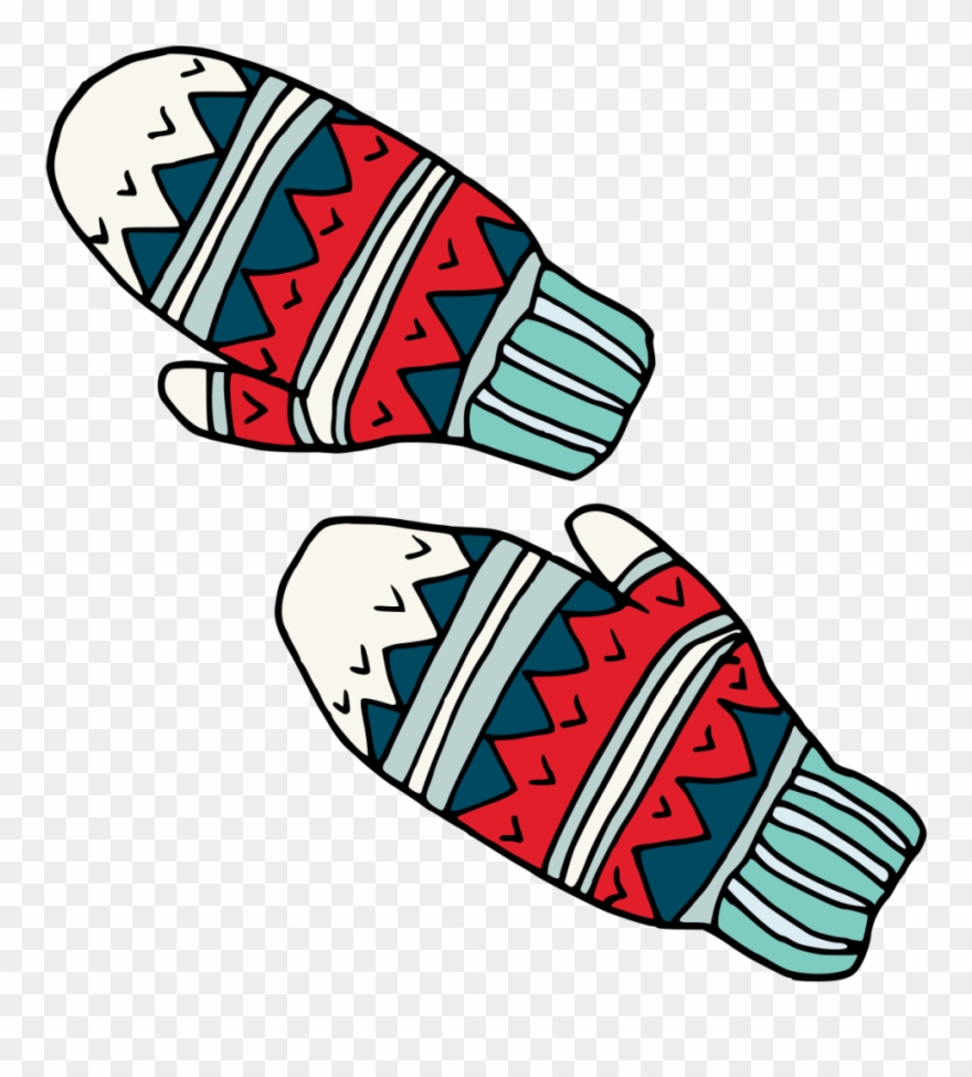 Hand Painted Pair Of Knitted Gloves Winter Transparent Clipart