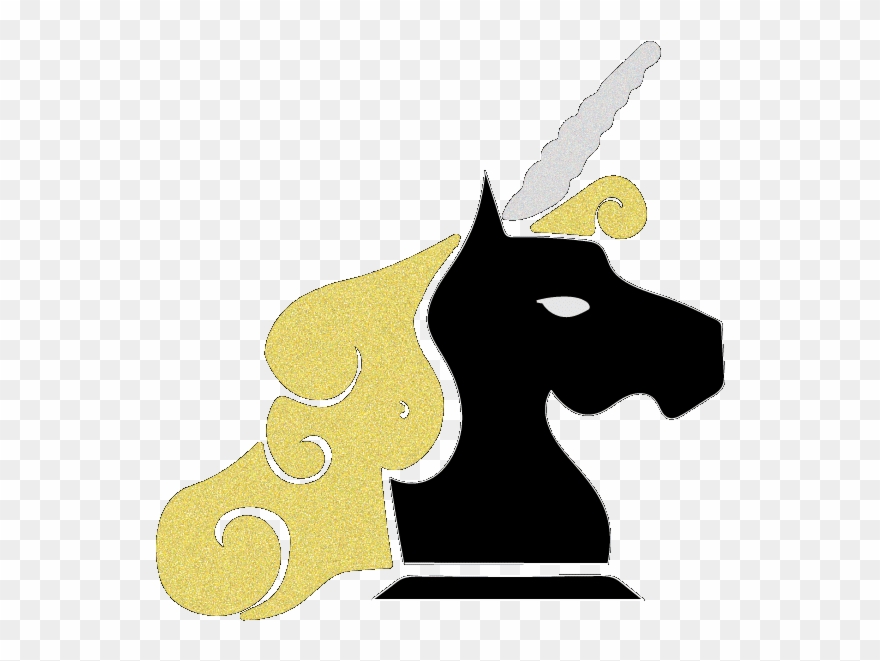Charmed Geek Black Unicorn Chess Knight - Cartoon Clipart