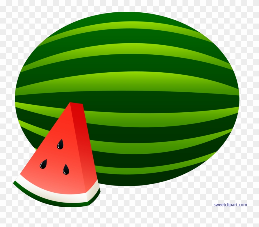 Watermelon Whole Slice Clip Art Clipart - Fruits Flashcards Free Download - Png Download
