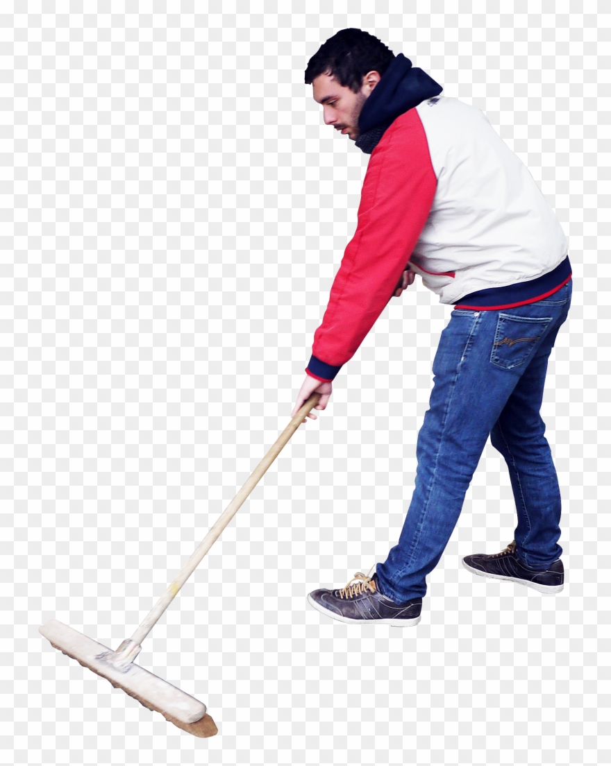 Sweeping Standing - Person Sweeping Png Clipart