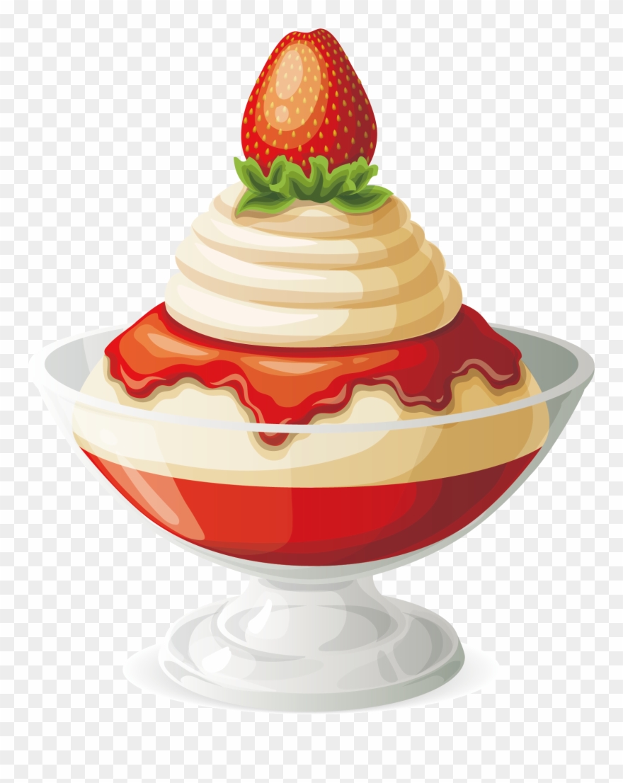 Strawberry Ice Cream Sundae Ice Cream Cone - Painting Of Ice Cream Sundae Clipart