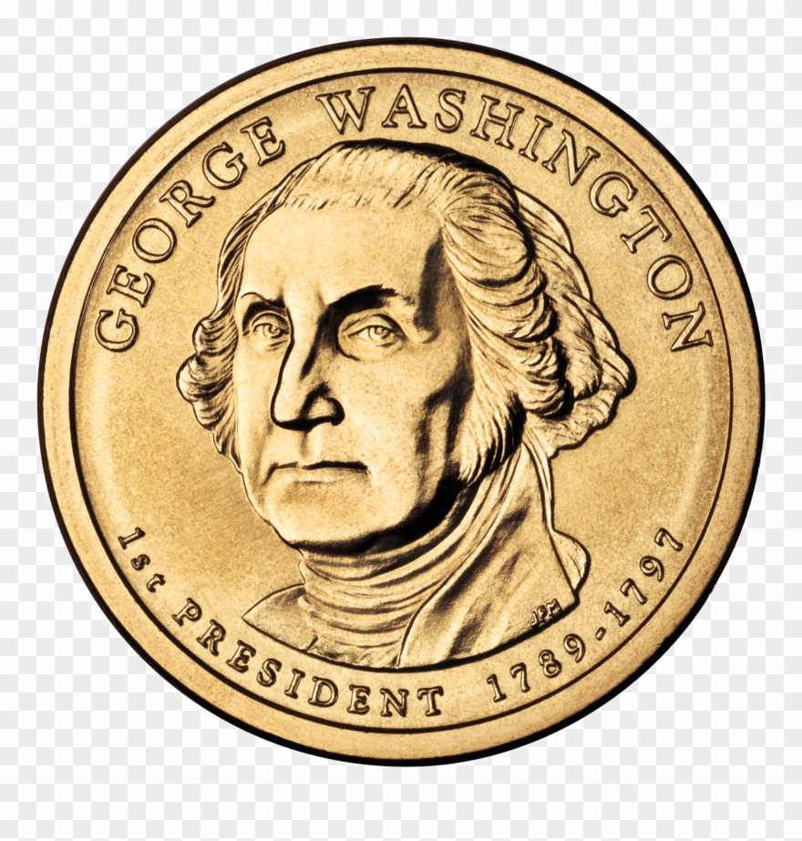 Money Sign Clip Art - George Washington Dollar Coin - Png Download