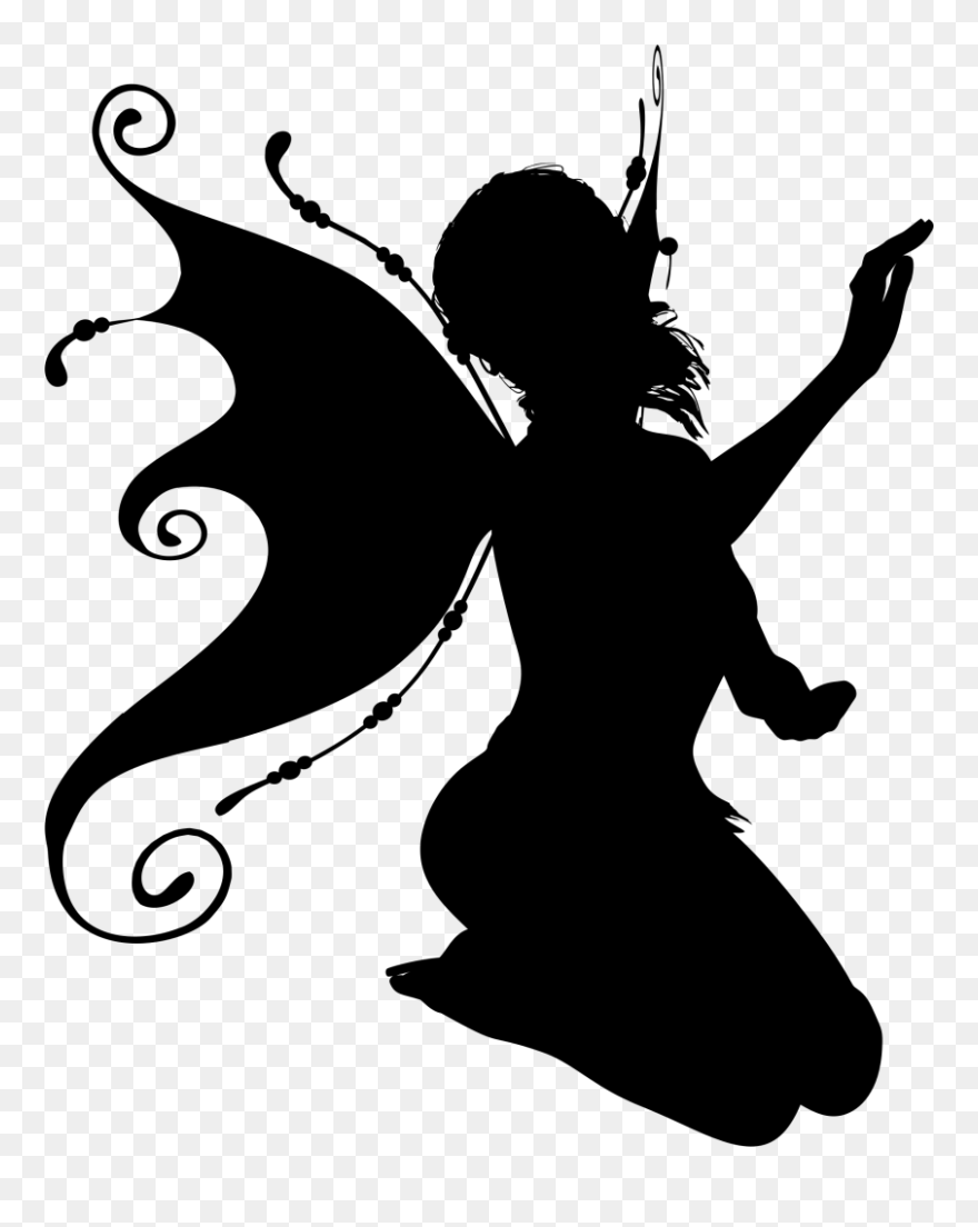 Silhouette Fairy Drawing Elf - Fairy Silhouette Sitting Clipart