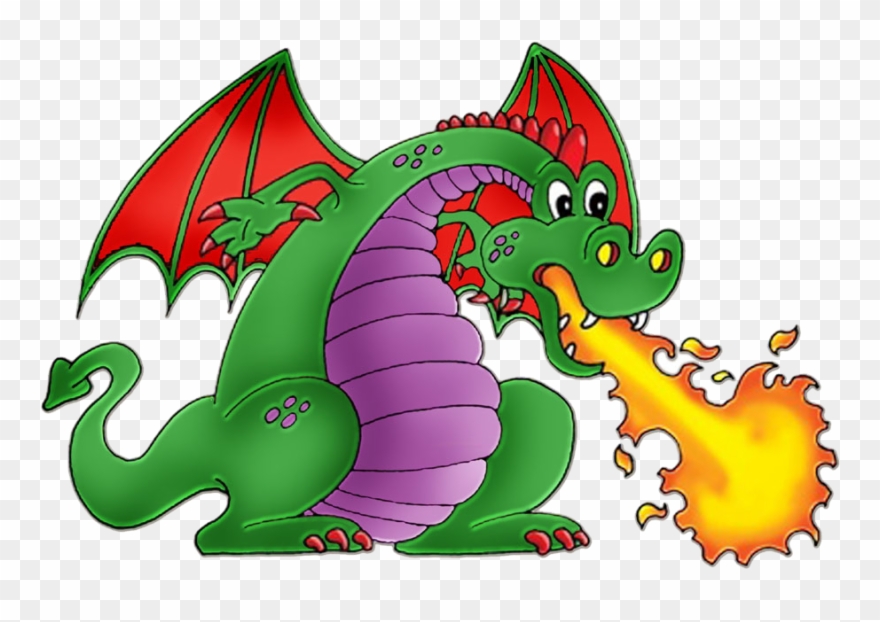 Cartoon Art Dinosaur Spitfire - Clipart Fire Breathing Dragon - Png Download