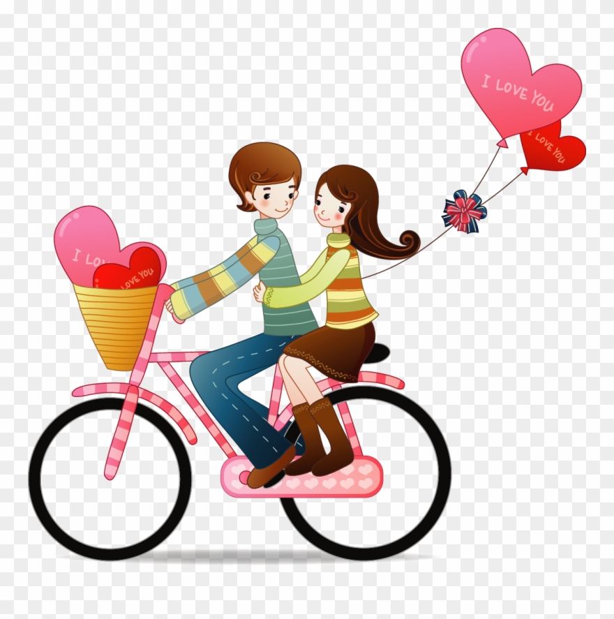 B *✿* Valentines Day Couple, Love Valentines, Wedding - Romantic Couple Pic With Cycle Hd Clipart