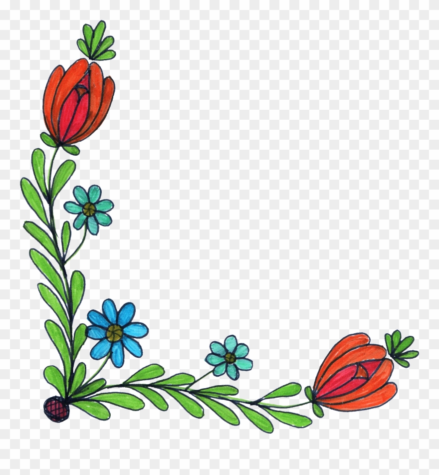 Banner Transparent Library Drawing Png Transparent - Corner Flower Designs Drawing Clipart