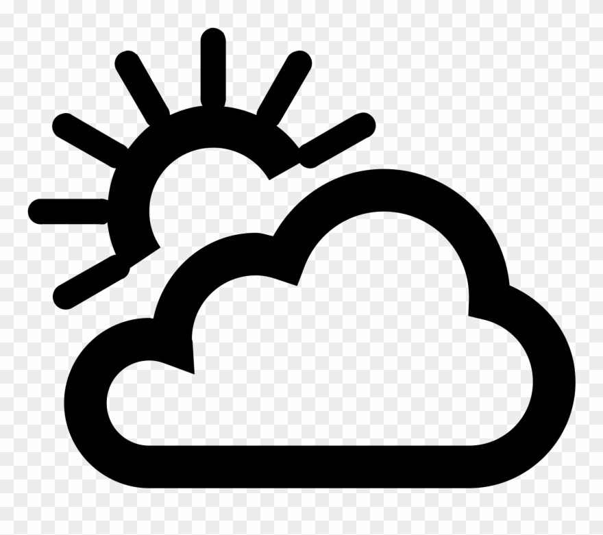 This Is A Picture Of A Cloud With A Sun Coming - Weather Icon Black And White Clipart
