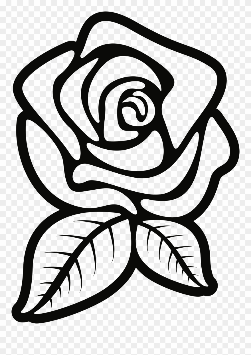 Clipart - Clipart Rose Black And White - Png Download