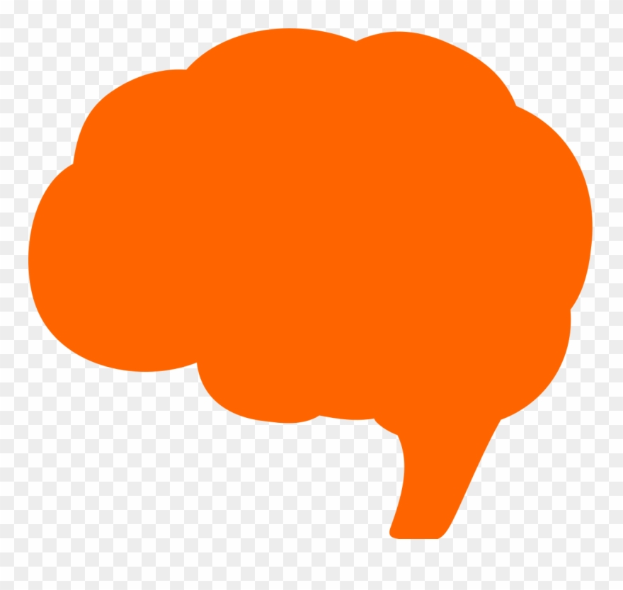 Brains Clipart Orange - Orange Cartoon Brain - Png Download