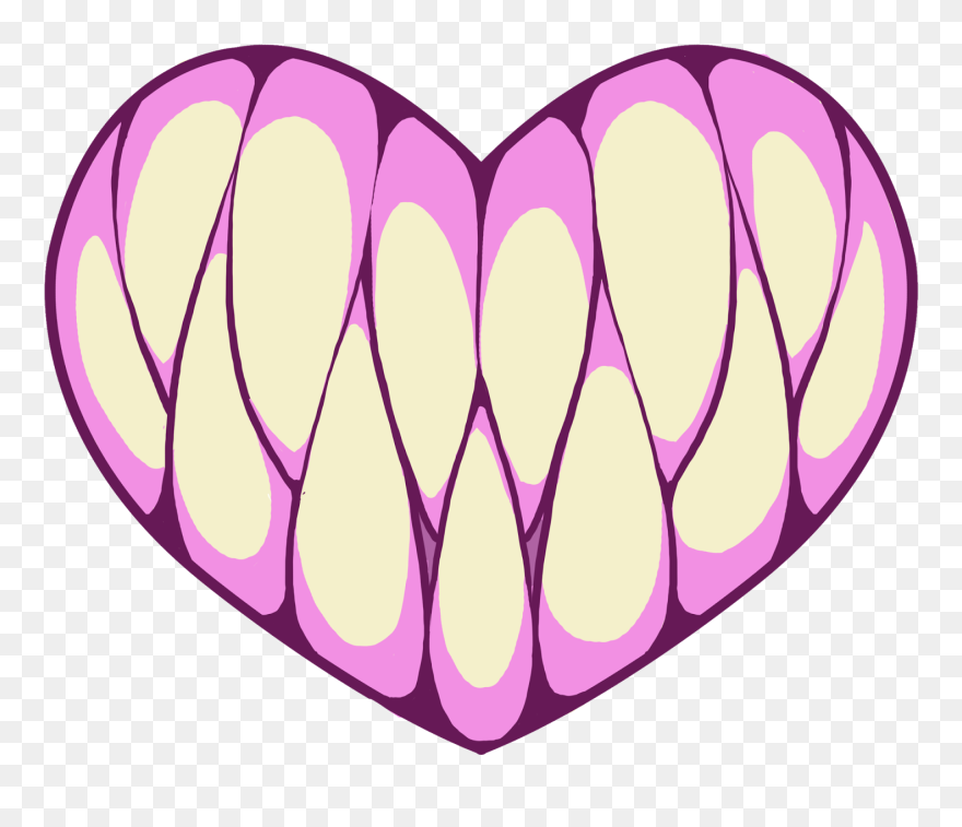 Pastelgoth Teeth Heart Kawaii Monster Sticker Freetoedi - Art Clipart