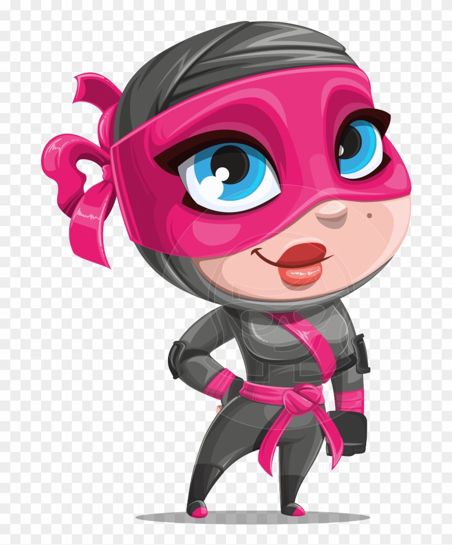 Vector Ninja Cartoon Character - Girl Cartoon Character Ninja Clipart