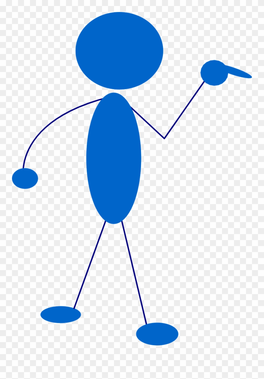 Stick,man,stickman,stick Figure,matchstick Man,pointing,blue, - Stick Figure Pointing Png Clipart