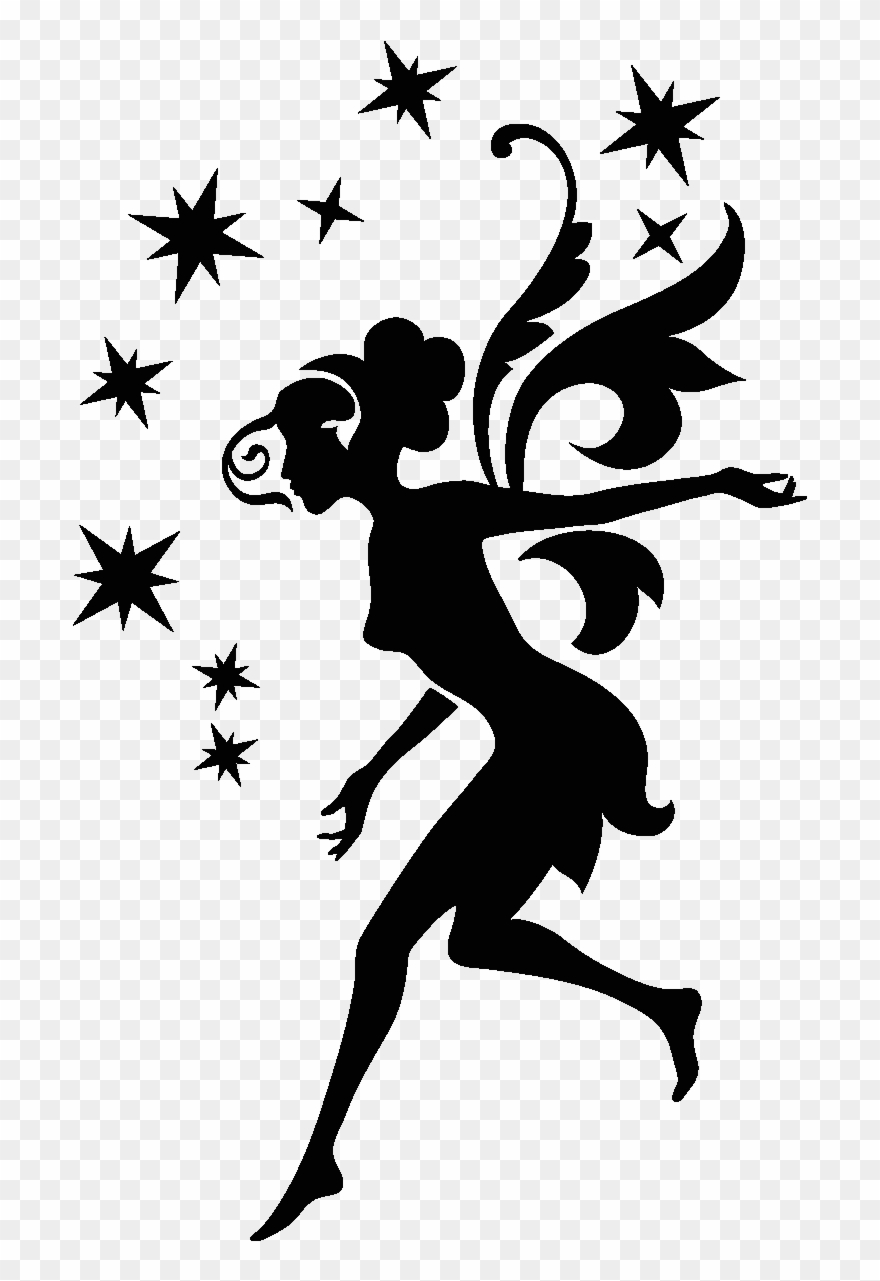 Painting On Wall Of Fairy , Png Download - Fairy Stencil Clipart