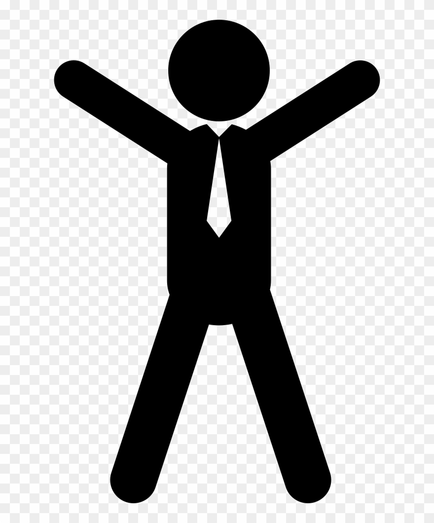 Standing Man With Tie With Opened Arms And Legs Comments Clipart