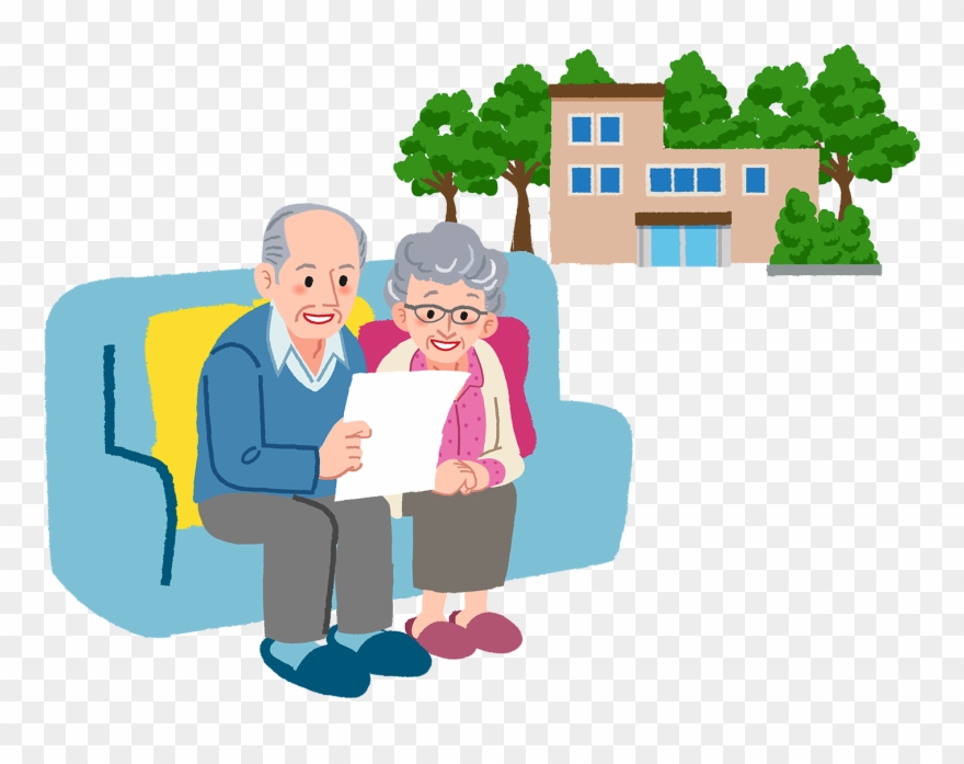 Retired Couple Sitting On A Couch - Altenpflege Clipart - Png Download