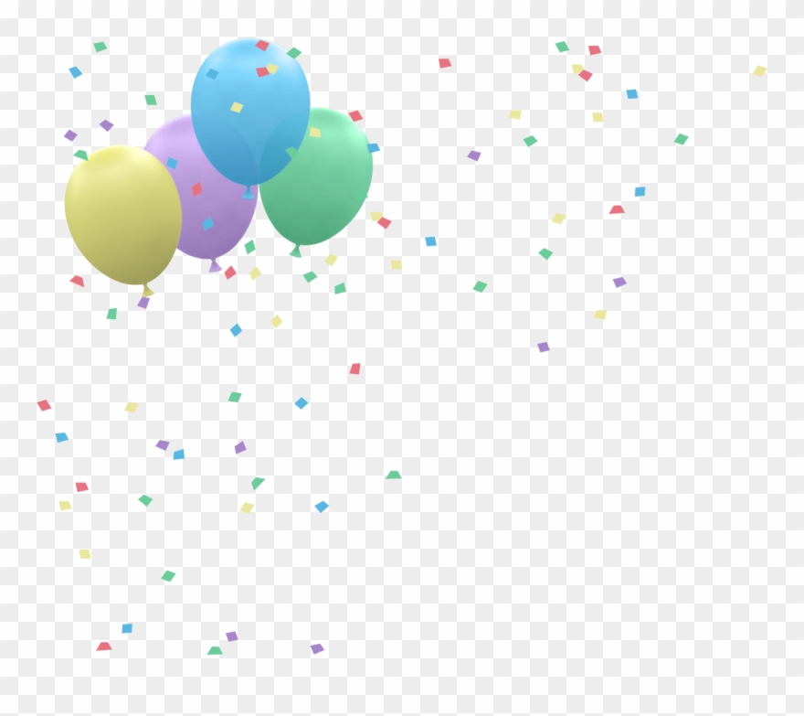 Word Party Balloon Confetti Falling Left 1300 - Balloon Clipart
