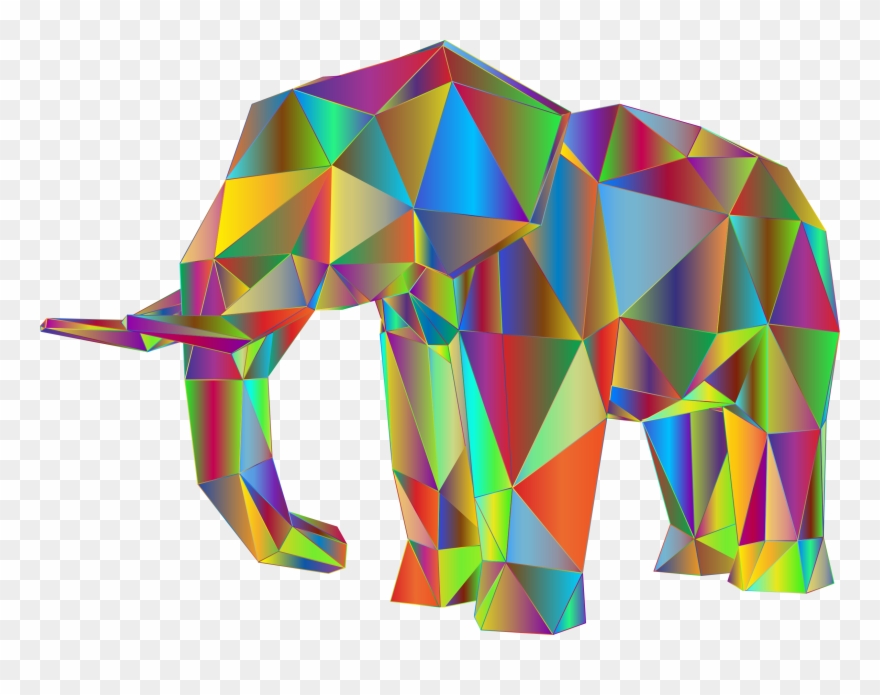 This Free Icons Png Design Of Prismatic Low Poly Elephant Clipart