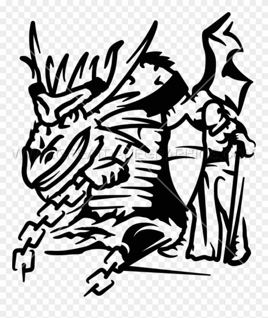Dragon With Knight - Illustration Clipart