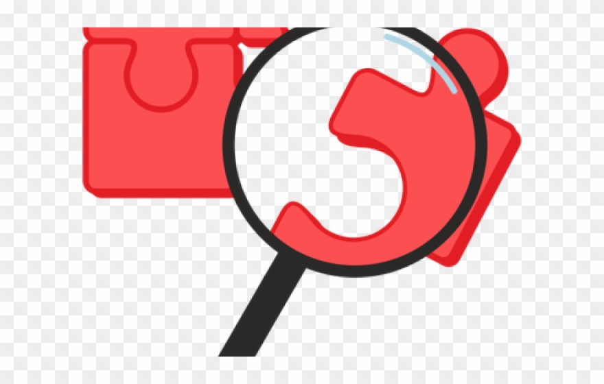 Red Clipart Magnifying Glass - Puzzle Pieces Magnifying Glass - Png Download