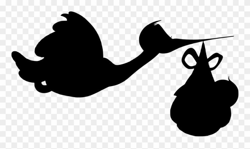 Download Png - Silueta De Cigueña Con Bebe Clipart