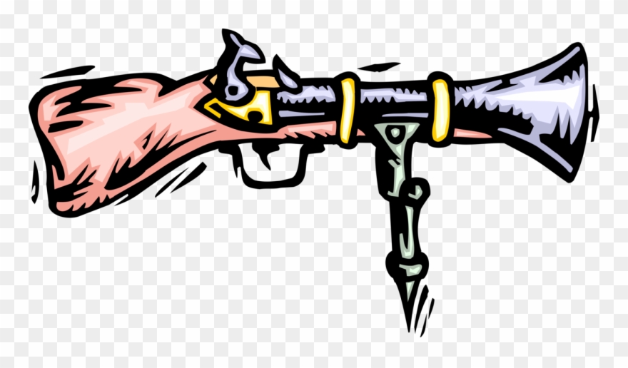 Vector Illustration Of Arquebus Early Muzzle-loaded - Colonial Gun Clipart - Png Download