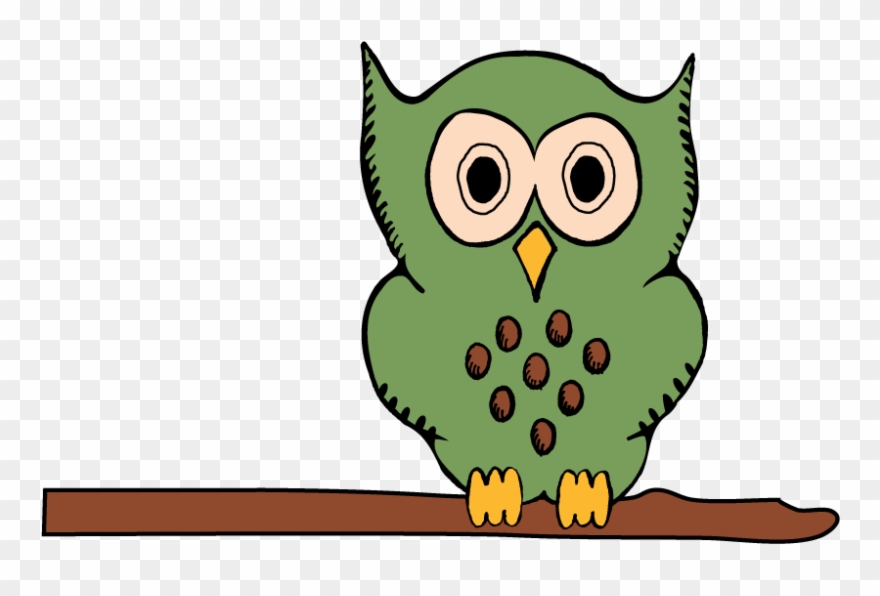 Hooty On A Branch-01 - Cartoon Clipart