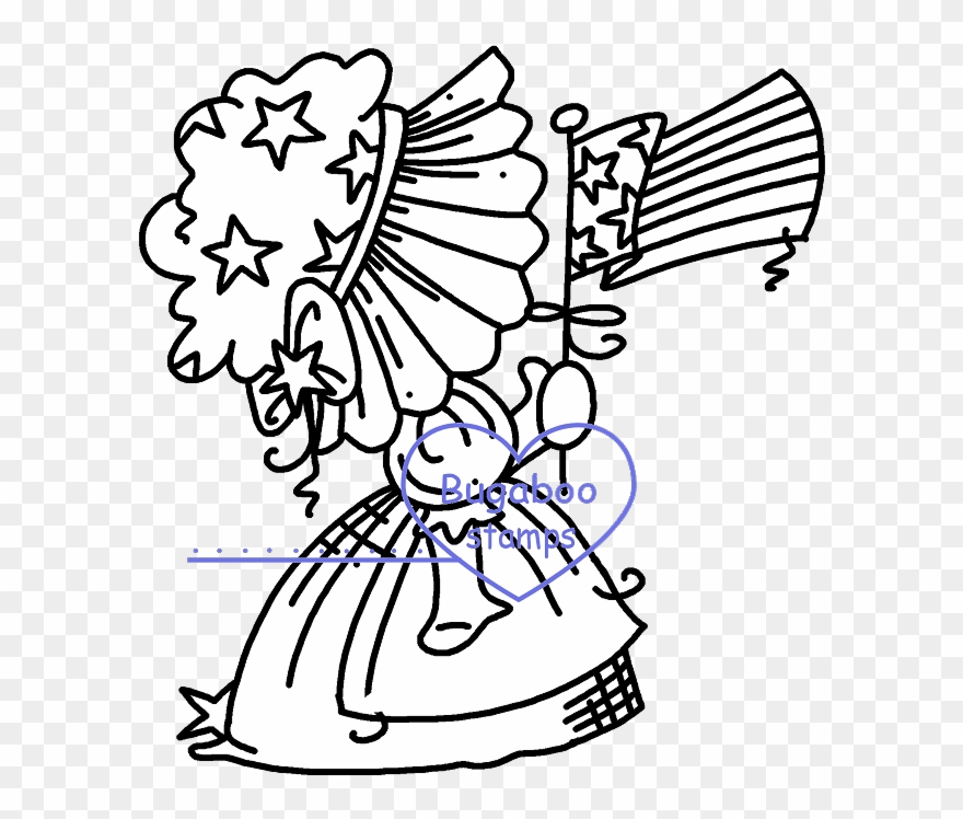 Sunbonnet July Usa Digi Stamps, Images, Clip Art, Coloring - Illustration - Png Download