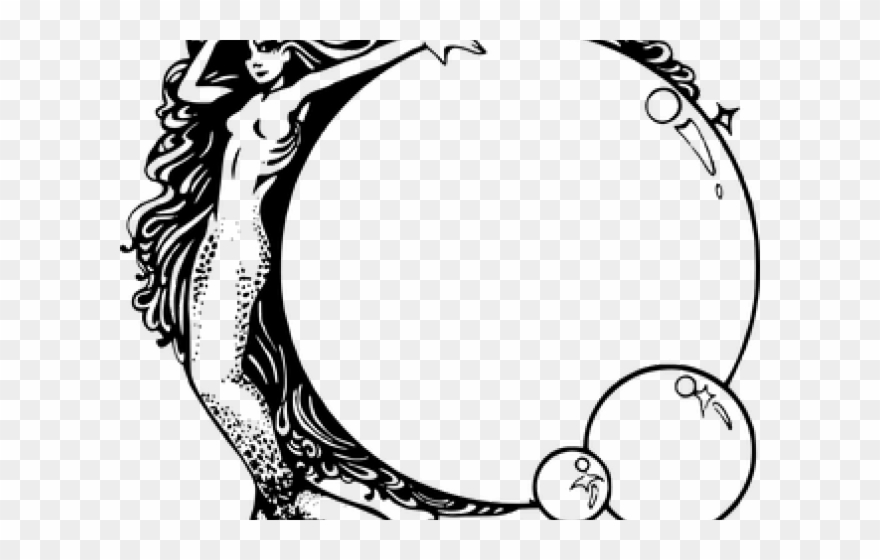 Mermaid Clipart Art Nouveau - Black White Mermaid Vintage Mermaid Png Transparent Png