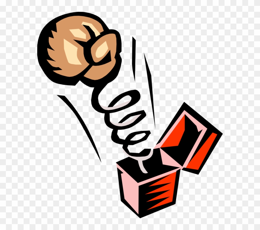 Vector Illustration Of Jack In The Box Boxing Glove Clipart