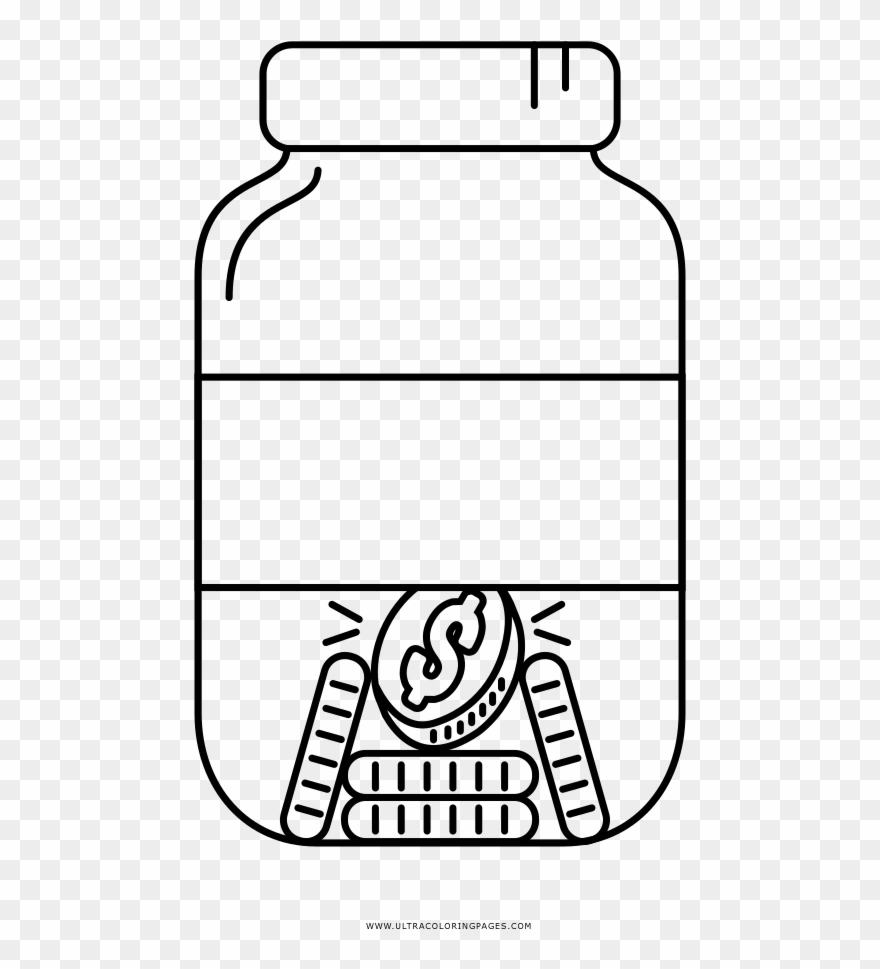 Mason Jar Coloring Page - Line Art Clipart