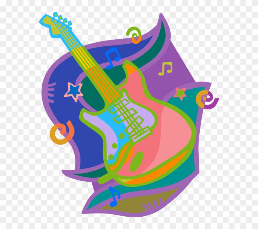 Vector Illustration Of Electric Guitar Stringed Musical Clipart