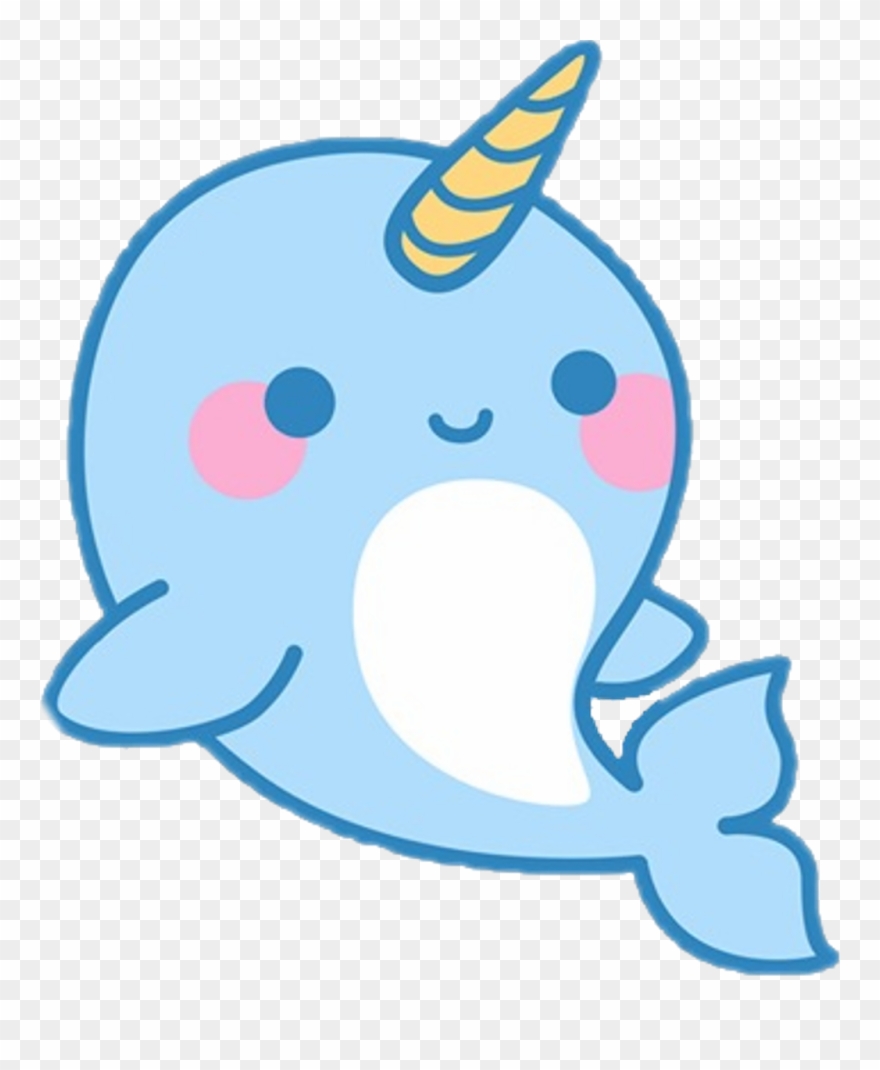 Whale Sticker - Cute Cartoon Narwhal Clipart