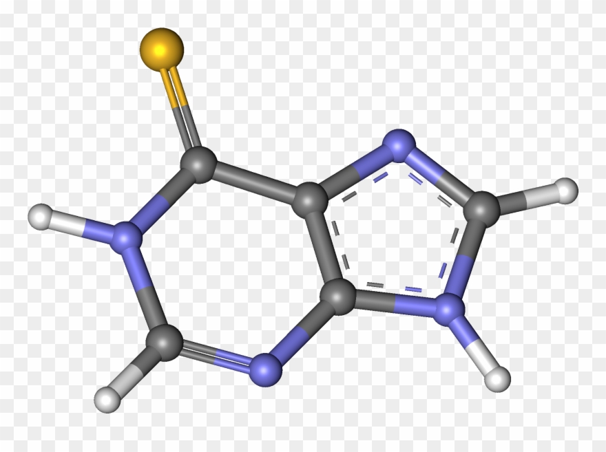 Mercaptopurin Ball And Stick - Mercaptopurine Mechanism Of Action In Cell Clipart